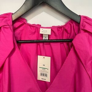 Pink poplin mini shift dress size xs NWT